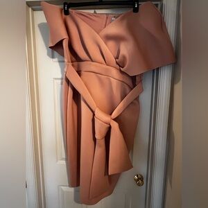 Elegant Peach Off-Shoulder Dress from ASOS Curve